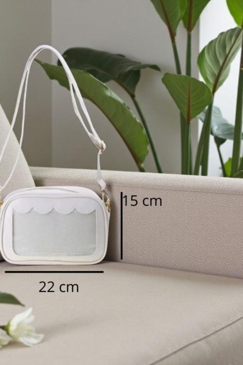 Black Kawaii Convertible Ita Bag with Clear Window for Pin Display