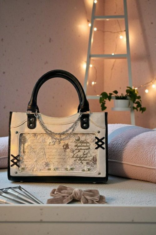 Black Kawaii Convertible Ita Bag with Clear Window for Pin Display