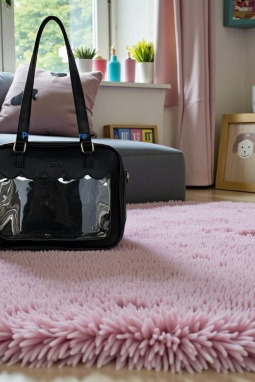 Black Kawaii Convertible Ita Bag with Clear Window for Pin Display