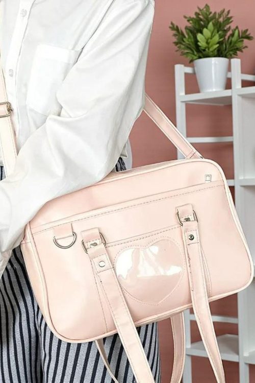 Black Kawaii Convertible Ita Bag with Clear Window for Pin Display