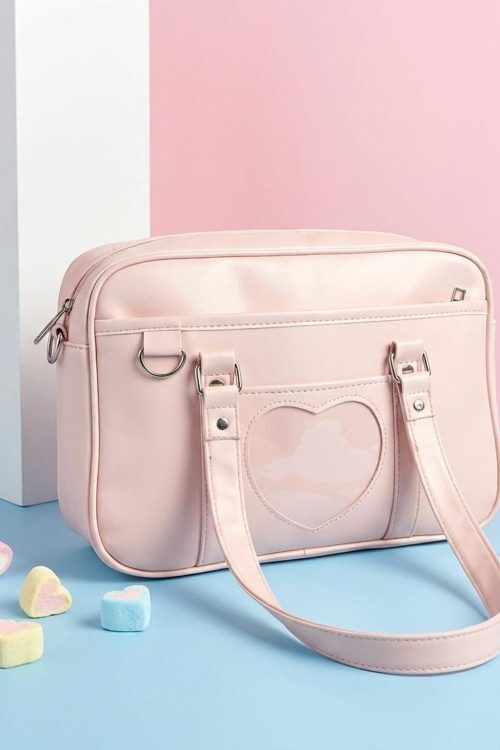 Black Kawaii Convertible Ita Bag with Clear Window for Pin Display