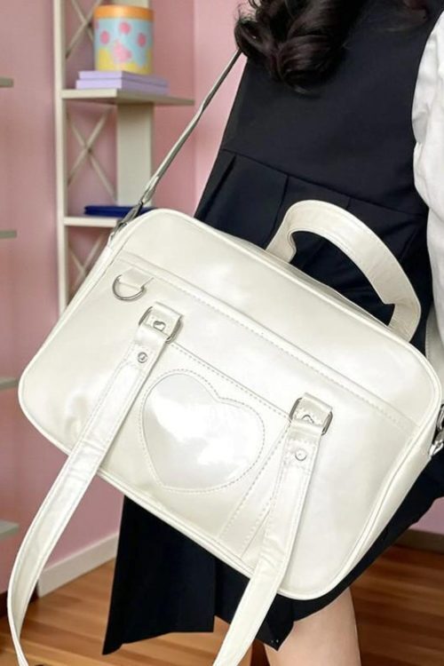 Black Kawaii Convertible Ita Bag with Clear Window for Pin Display