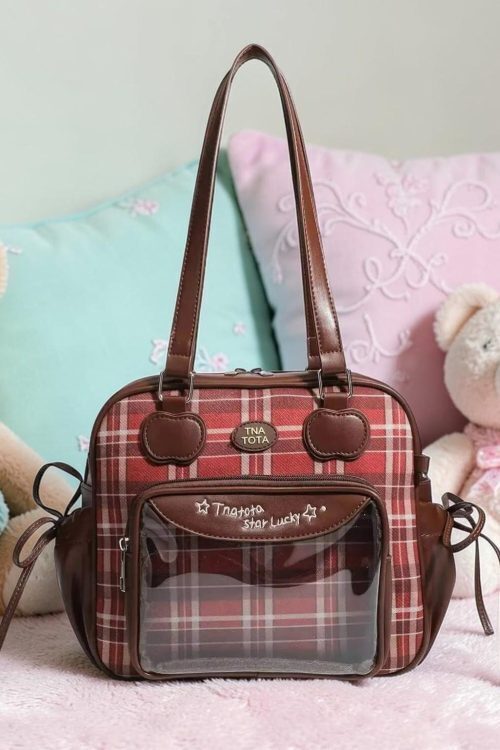 Black Kawaii Convertible Ita Bag with Clear Window for Pin Display