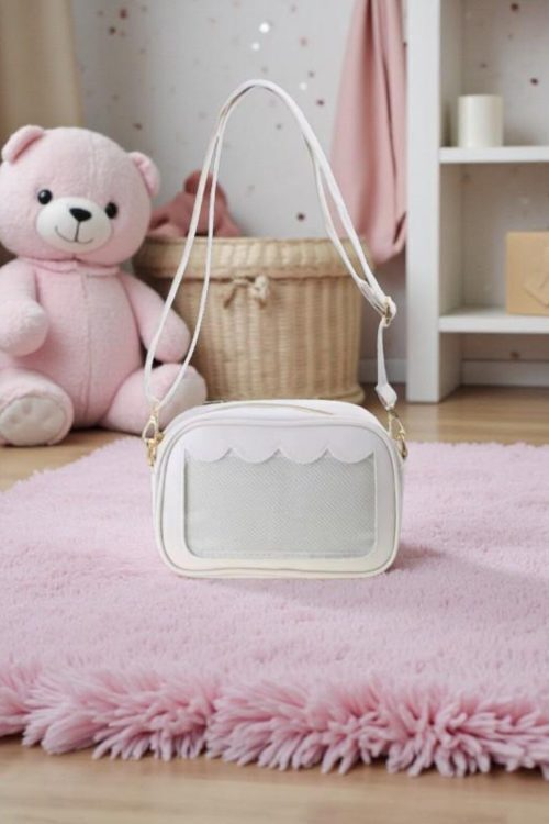 Black Kawaii Convertible Ita Bag with Clear Window for Pin Display