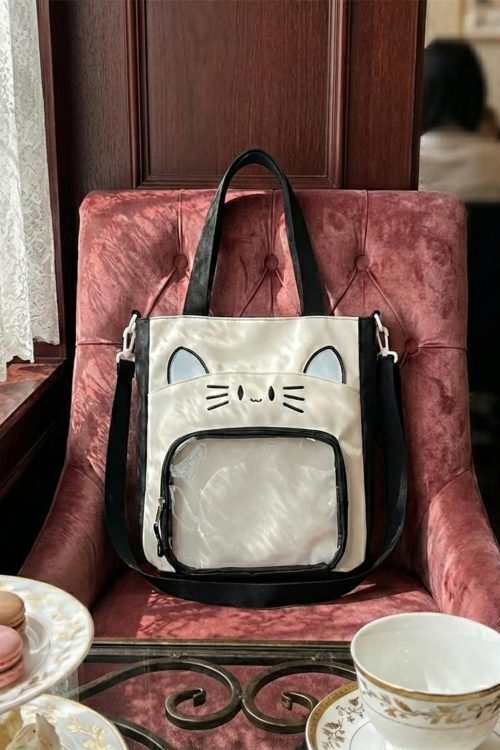 Black Kawaii Convertible Ita Bag with Clear Window for Pin Display