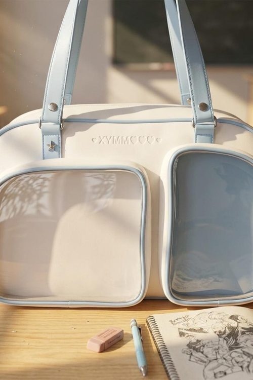 Black Kawaii Convertible Ita Bag with Clear Window for Pin Display