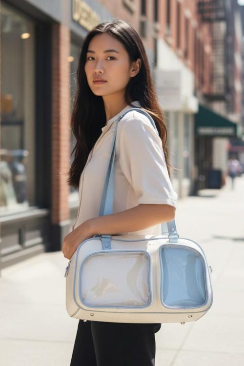 Black Kawaii Convertible Ita Bag with Clear Window for Pin Display