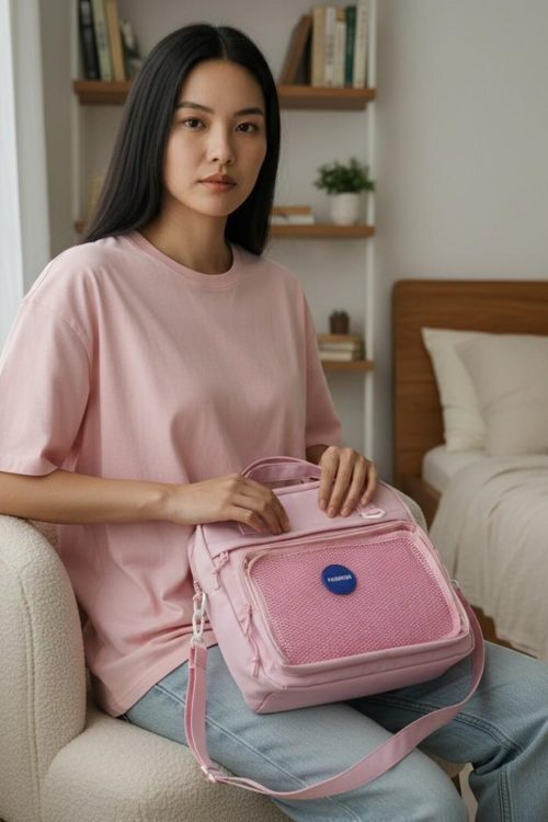 Black Kawaii Convertible Ita Bag with Clear Window for Pin Display