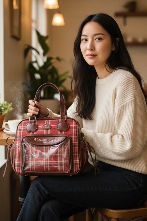 Black Kawaii Convertible Ita Bag with Clear Window for Pin Display