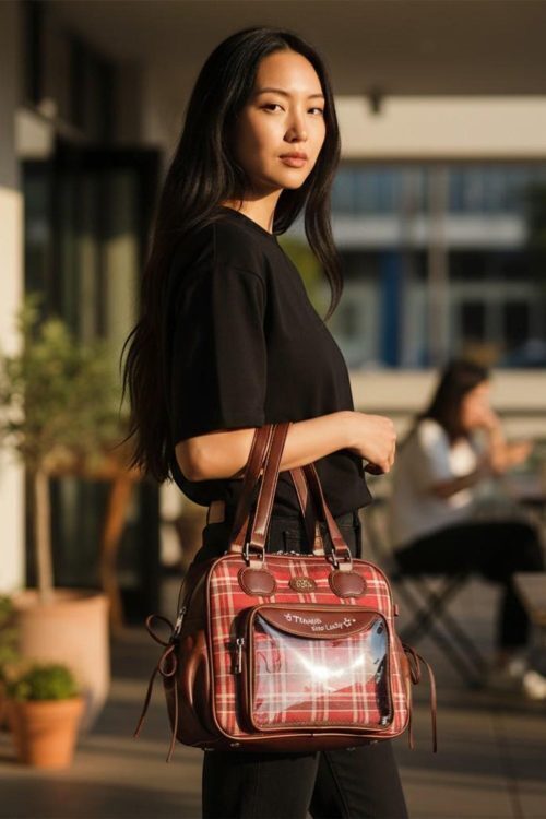 Black Kawaii Convertible Ita Bag with Clear Window for Pin Display