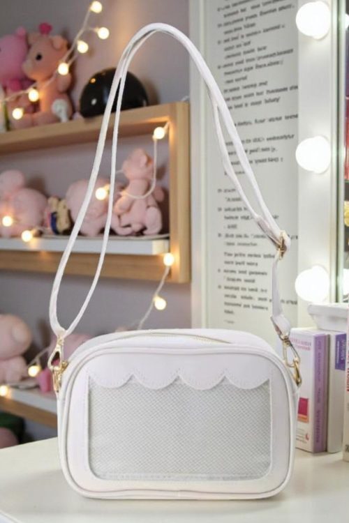 Black Kawaii Convertible Ita Bag with Clear Window for Pin Display