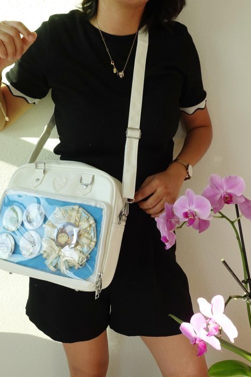 Black Kawaii Convertible Ita Bag with Clear Window for Pin Display