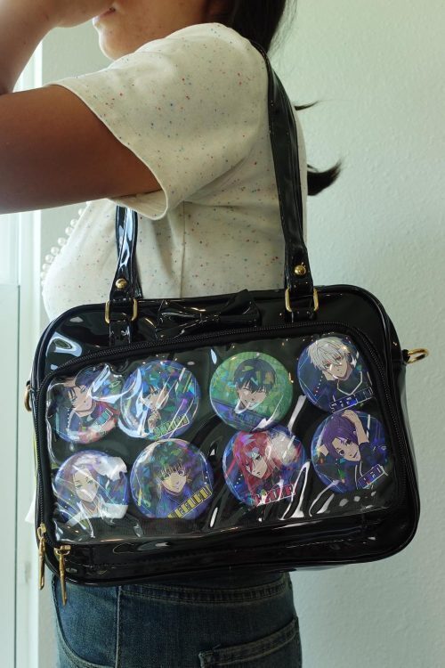 Black Kawaii Convertible Ita Bag with Clear Window for Pin Display