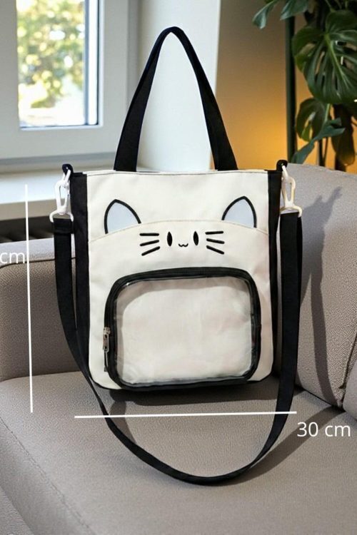Black Kawaii Convertible Ita Bag with Clear Window for Pin Display