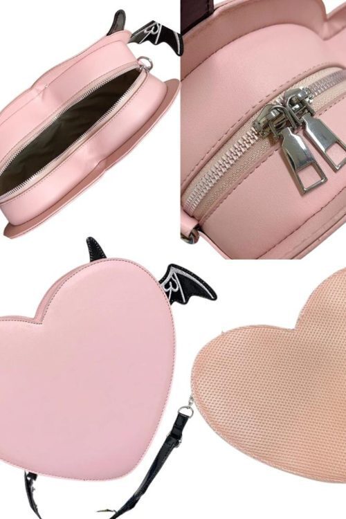 Black Kawaii Gothic Ita Crossbody Bag with Clear Window for Pin Display