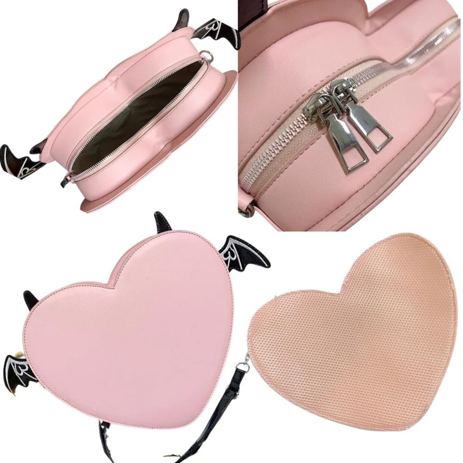 Black Kawaii Gothic Ita Crossbody Bag with Clear Window for Pin Display Black Kawaii Gothic Ita Crossbody Bag with Clear Window for Pin Display