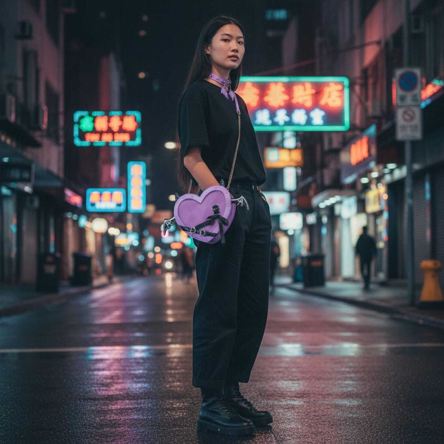 Black Kawaii Heart Convertible Ita Bag for Pin Display Black Kawaii Heart Convertible Ita Bag for Pin Display