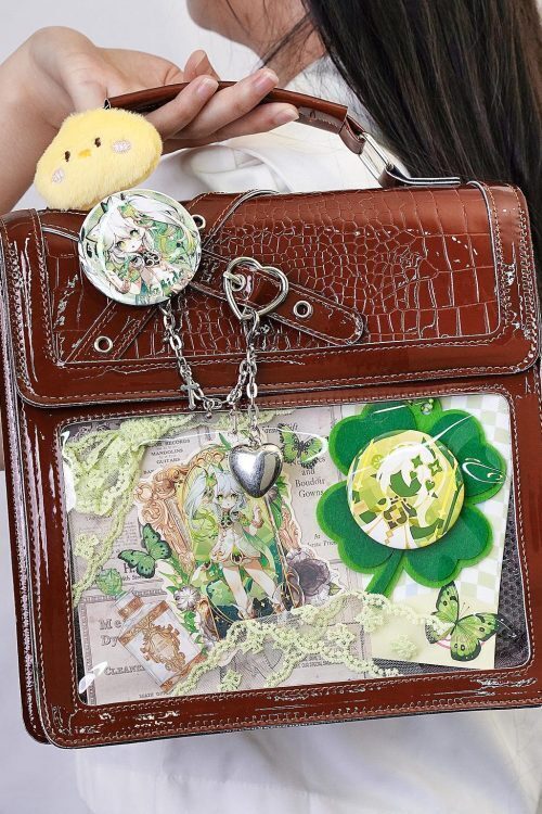 Black Kawaii Ita Backpack with Clear Window for Plushies and Pins