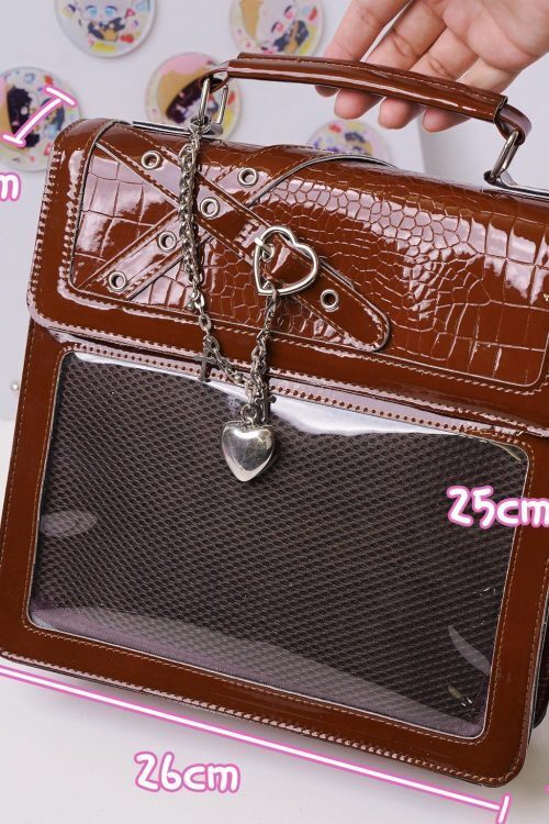 Black Kawaii Ita Backpack with Clear Window for Plushies and Pins