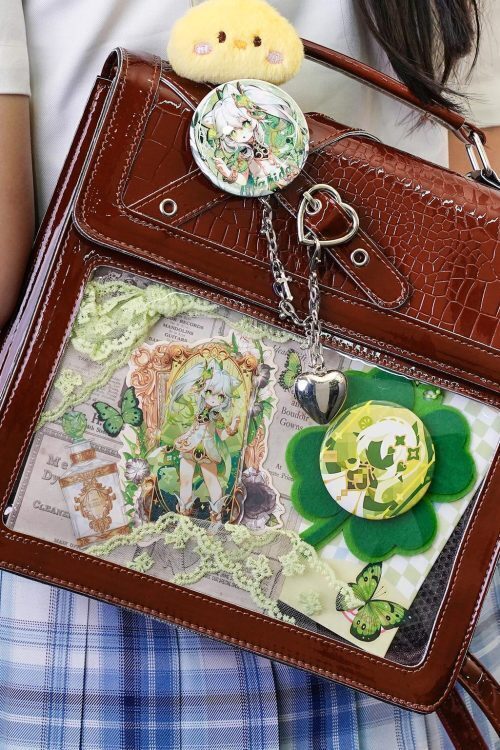 Black Kawaii Ita Backpack with Clear Window for Plushies and Pins