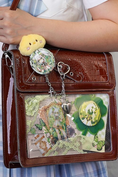 Black Kawaii Ita Backpack with Clear Window for Plushies and Pins