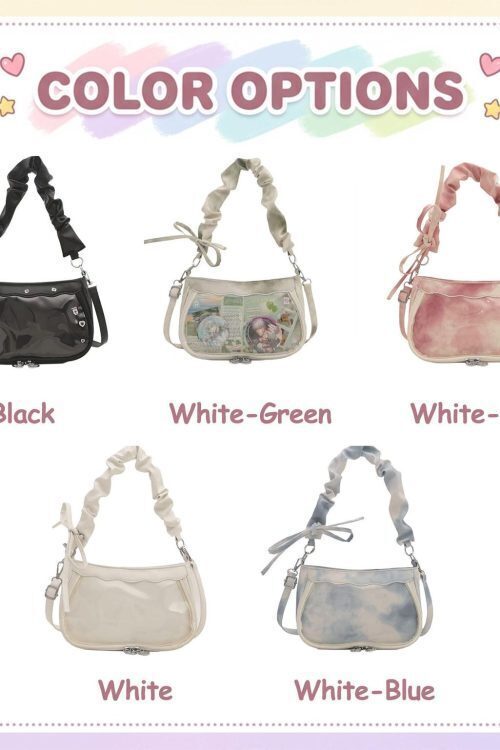 Black Kawaii Ita Crossbody Bag with Clear Window for Pin Display