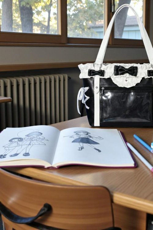Black Kawaii Ita Messenger Bag with Clear Window for Pin Display
