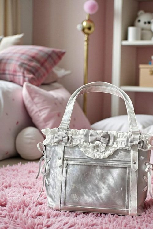 Black Kawaii Ita Messenger Bag with Clear Window for Pin Display