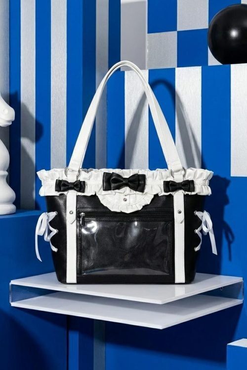 Black Kawaii Ita Messenger Bag with Clear Window for Pin Display