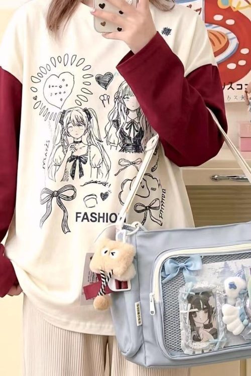 Black Kawaii Ita Messenger Bag with Clear Window for Plushies and Pins