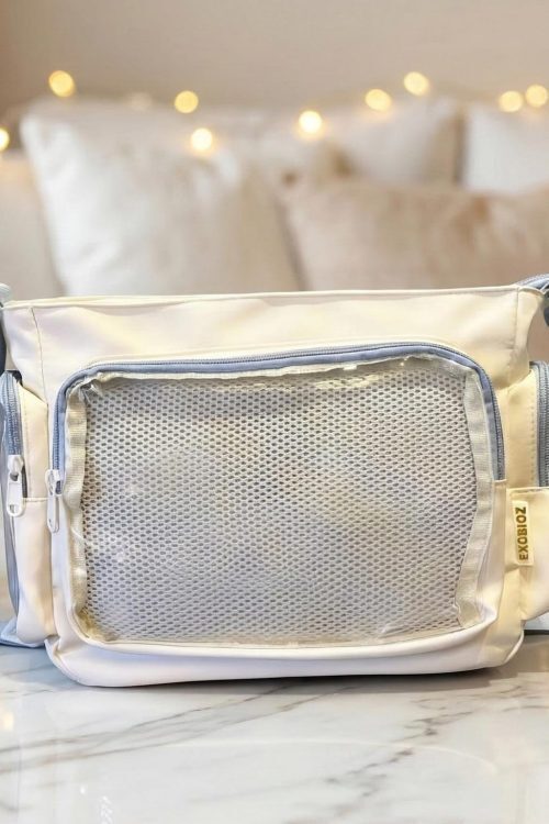 Black Kawaii Ita Messenger Bag with Clear Window for Plushies and Pins