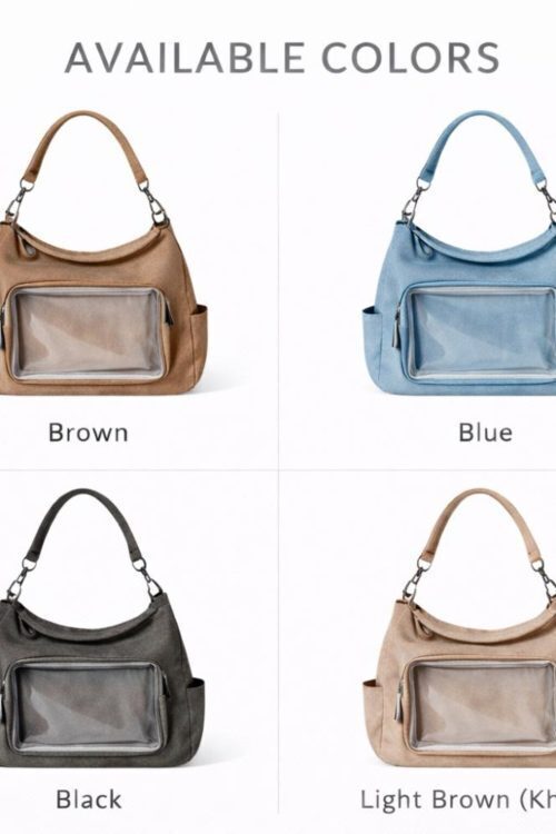 Black Kawaii Ita Shoulder Bag with Clear Window for Plushies and Pins