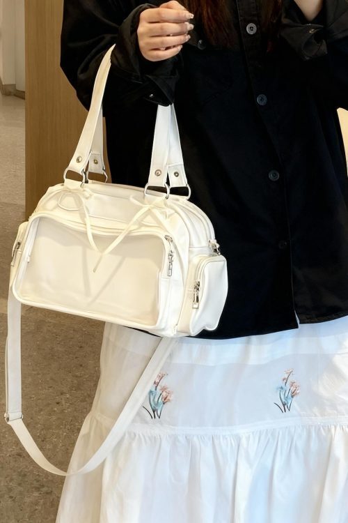 Black Kawaii Ita Shoulder Bag with Clear Window for Plushies and Pins