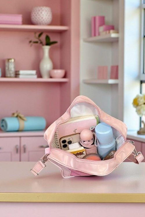 Black Kawaii Star Convertible Ita Bag with Clear Window for Pin Display