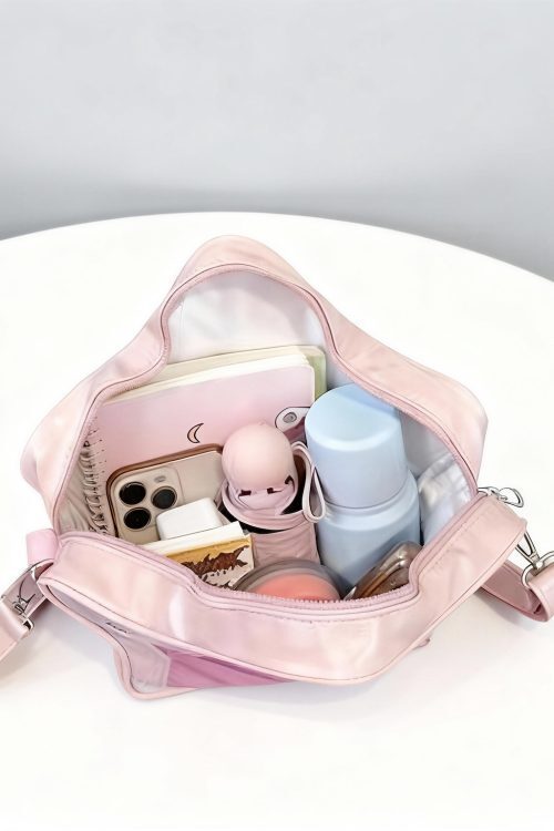 Black Kawaii Star Ita Crossbody Bag with Clear Window for Pin Display