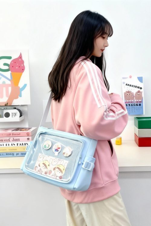 Black Kawaii Y2K Convertible Ita Bag for Pin Display