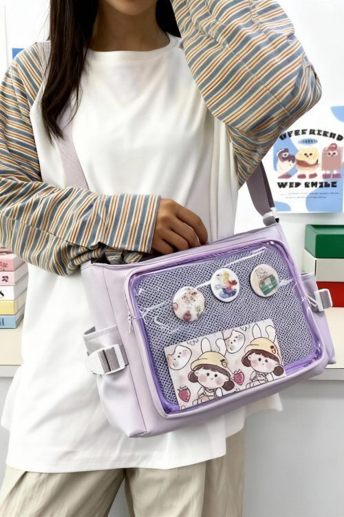 Black Kawaii Y2K Convertible Ita Bag for Pin Display