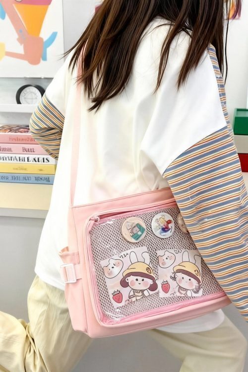 Black Kawaii Y2K Convertible Ita Bag for Pin Display