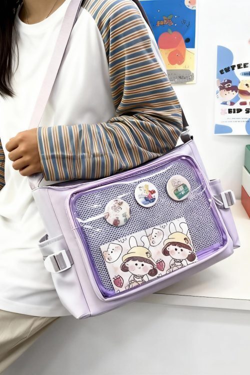 Black Kawaii Y2K Convertible Ita Bag for Pin Display