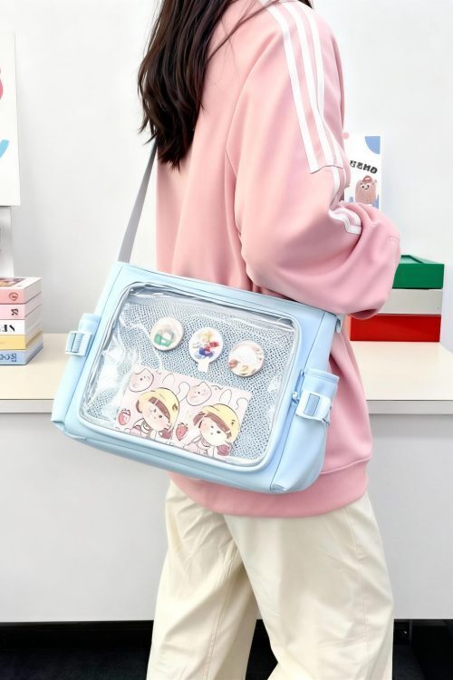 Black Kawaii Y2K Convertible Ita Bag for Pin Display