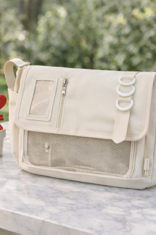 Black Kawaii Y2K Ita Purse with Clear Window for Plushies and Pins