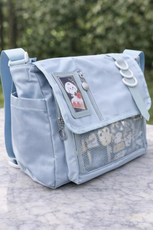 Black Kawaii Y2K Ita Purse with Clear Window for Plushies and Pins