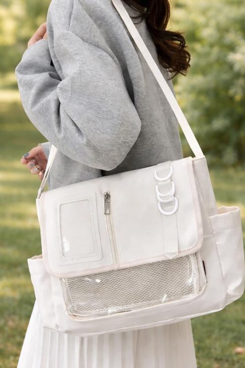 Black Kawaii Y2K Ita Purse with Clear Window for Plushies and Pins