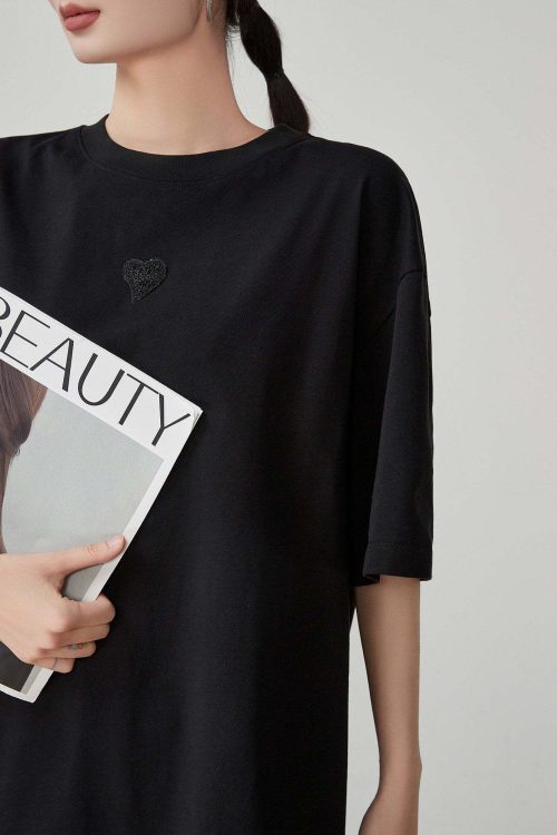 Black Patchwork Mesh T-Shirt Dress