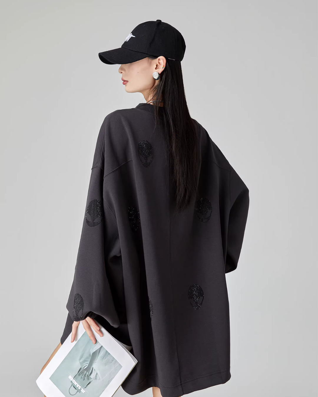 Black Rhinestone Sweatshirt Dress Black Rhinestone Sweatshirt Dress