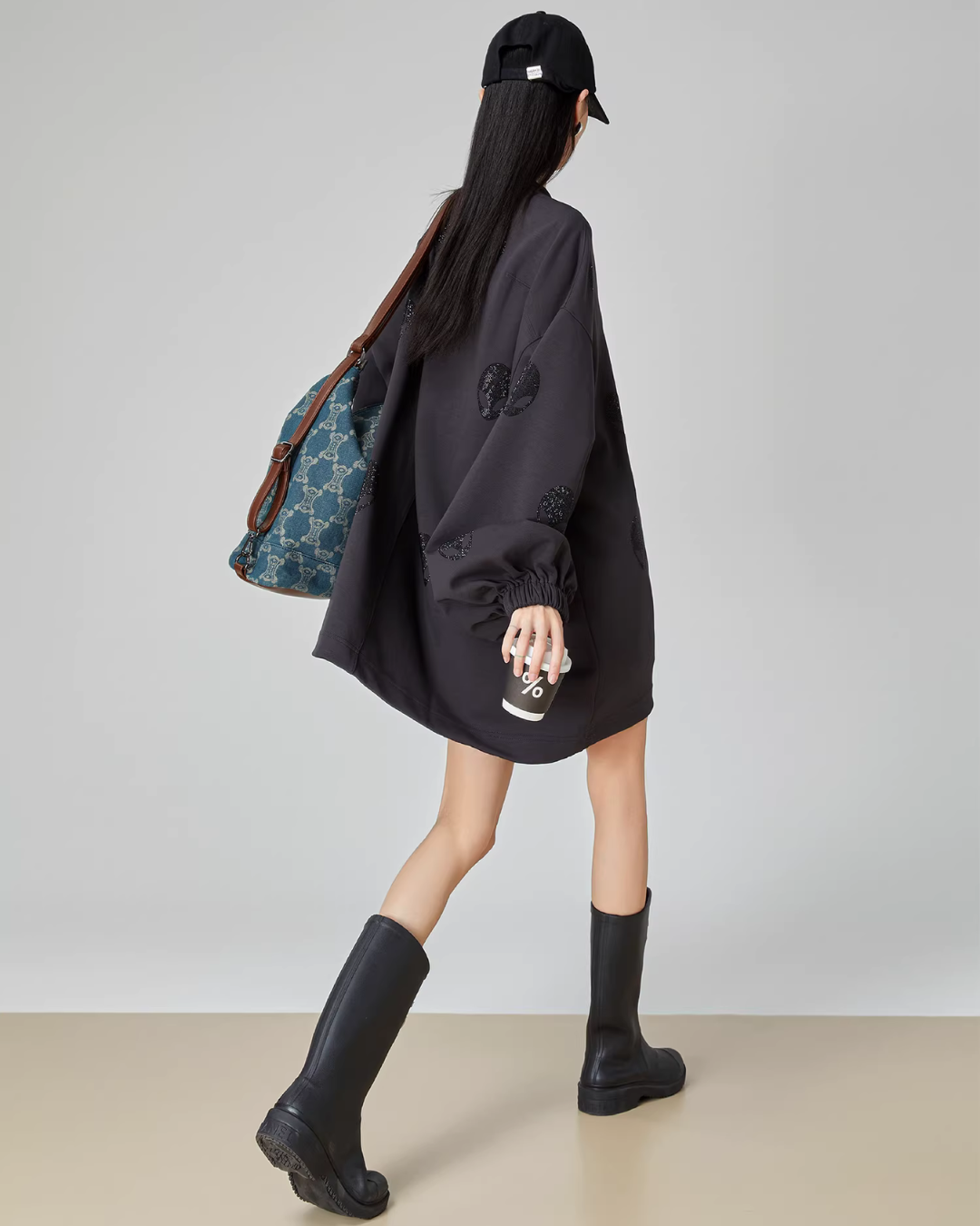 Black Rhinestone Sweatshirt Dress Black Rhinestone Sweatshirt Dress