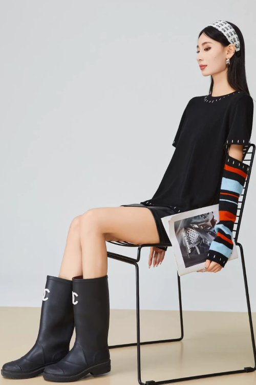 Black Striped Patchwork Knit