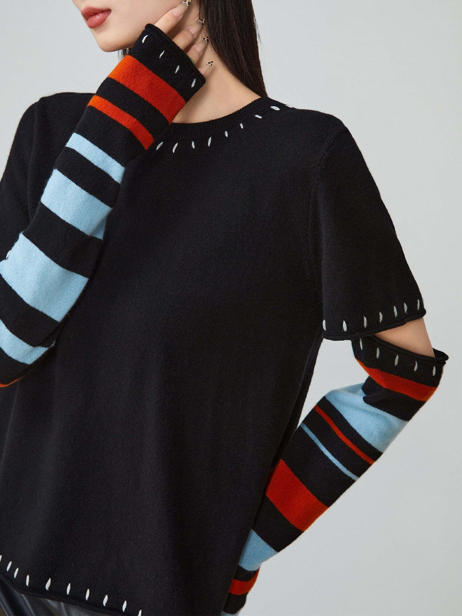 Black Striped Patchwork Knit Black Striped Patchwork Knit