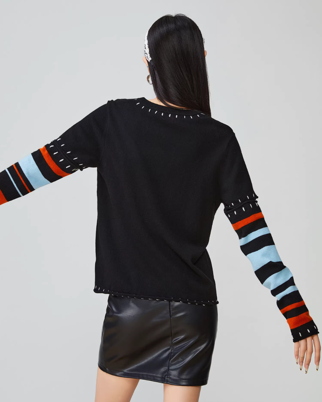 Black Striped Patchwork Knit Black Striped Patchwork Knit