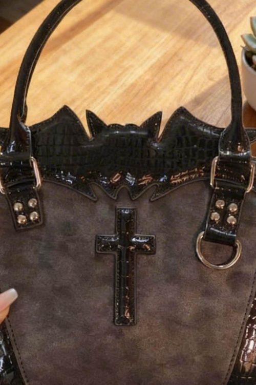 Black Y2K Gothic Ita Crossbody Bag for Pin Display